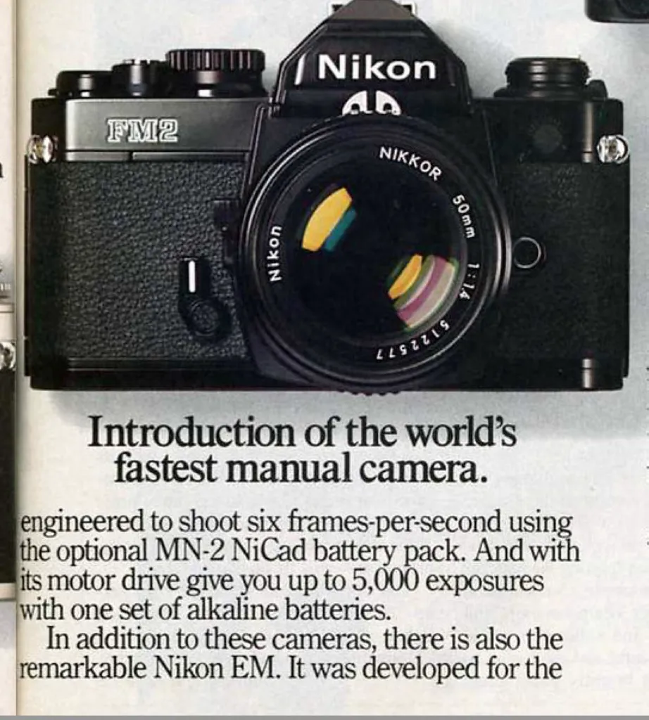 Nikon fm2 recorte de una revista